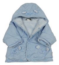 Světlemodrá zateplená bunda s medvídky a kapucí 