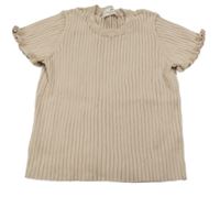 Pudrové pletené žebrované tričko H&M