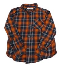 Oranžovo-tmavomodrá kostkovaná košile Matalan
