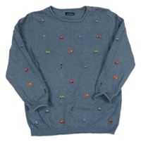 Šedomodrý sveter s autami Next