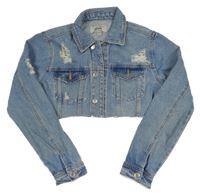 Modrá riflová crop bunda s prošoupáním New Look