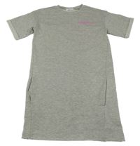 Sivé teplákové šaty s nápisom Primark