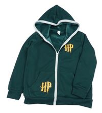 Tmavozelená prepínaci mikina s potlačou a kapucí - Harry Potter