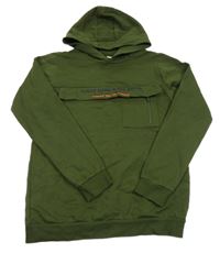 Khaki mikina s nápisem a kapucí Lc waikiki