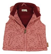 Ružová šušťáková zateplená vesta so srdiečkami