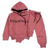 2set - Růžová mikina s nápisem a kapucí+ tepláky