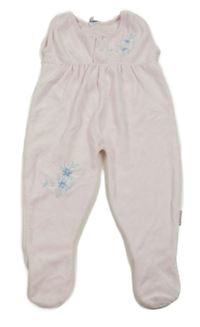 Světlerůžové sametové dupačky s kytičkami 