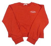 Červená crop mikina s nápisom Mango