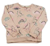 Ružová mikina s dinosaurami M&S