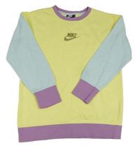 Žluto-světlemodro-fialová mikina s logem Nike