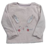 Svetloružové chlpaté pyžamové tričko s králikom Primark