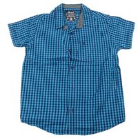 Tmavomodro-azurová kockovaná košeľa Rebel