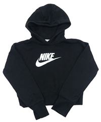 Černá crop mikina s logem a kapucí Nike