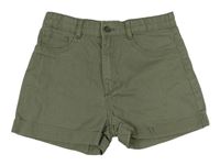 Khaki riflové kraťasy H&M