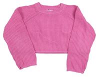 Ružový pletený crop sveter Zara