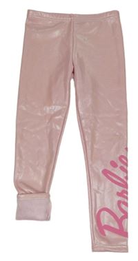 Světlerůžové zateplené legíny s logem Barbie 