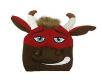 Hnědo-červená pletená podšitá čepice - býk