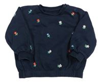 Tmavomodrá oversize mikina s kytičkami M&S