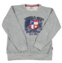 Sivá melírovaná mikina s nášivkou U.S. Polo Assn.