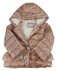 Starorůžová šusťáková prošívaná zimní bunda s kapucí Blukids