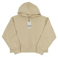 Nové - Béžová crop oversize mikina s kapucí Zara
