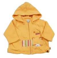 Nové - Oranžová propínací mikina s kočkou a odepínací kapucí Chicco