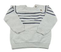 Sivo-tmavomodrý pruhovaný rebrovaný sveter C&A