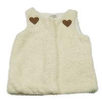 Smotanová huňatá podšitá vesta so srdiečkami LC Waikiki