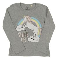 Sivé melírované tričko s jednorožcom C&A