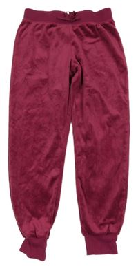 Malinové plyšové nohavice