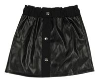 Čierna koženková sukňa s gombíkmi Shein