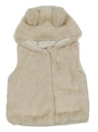 Béžová kožušinová podšitá vesta s kapucňou Primark