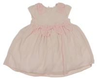 Světlerůžové šifonové šaty s mašličkami Patachou