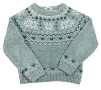 Zelenošedý žinylkový sveter so vzorom H&M