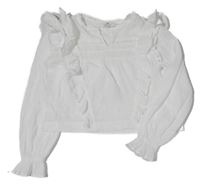 Bílá crop halenka s volánky H&M