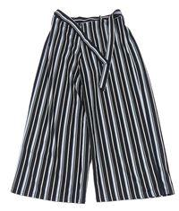 Černo-světlemodro-bílé pruhované culottes kalhoty s páskem New Look