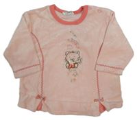 Svetloružová -korálová zamatová mikina s mačičkou BABY SANA