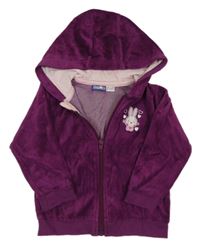 Borůvková zamatová prepínaci mikina so zajačikom a kapucňou lupilu