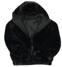 Čierna kožušinová podšitá bunda s kapucňou St. Bernard