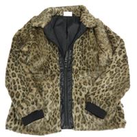 Hnedá vzorovaná kožušinová podšitá bunda