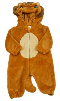 Medová plyšová kombinéza s kapucí - levík