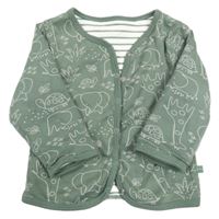 Khakišedá prepínaci podšitá obojstranná mikina so zvieratkami