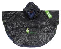 Černá pončo pláštěnka s obrázkom a kapucňou STEP IN