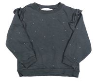 Tmavosivá bodkovaná á mikina s volánikmi H&M