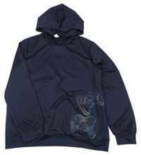 Tmavomodrá športová mikina s ovladači a kapucňou SHEIN