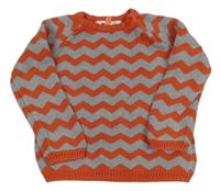 Šedomodro-tmavooranžový vzorovaný melírovaný sveter John Lewis