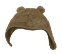 Hnědá kožešinová beranice s uškami F&F