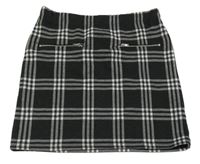 Čierno-bílo/světlešedá kockovaná sukňa so zipy MISS E-VIE