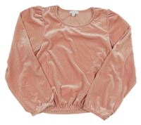 Ružová zamatová crop mikina btween