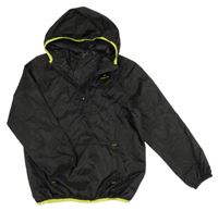 Čierna šušťáková nepromokavá funkčná vetrovka s logom a kapucňou Quechua